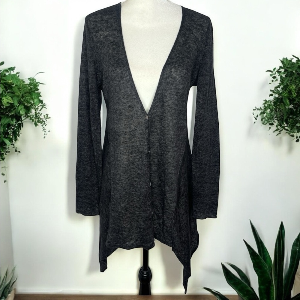 EILEEN FISHER 100% Linen Lagenlook Artsy Minimalist Contemporary Button Cardigan